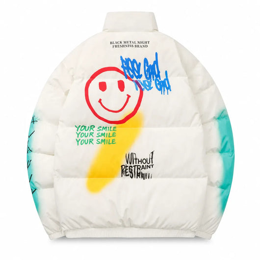 Nite Fury Graffiti Print Puffer Jacket