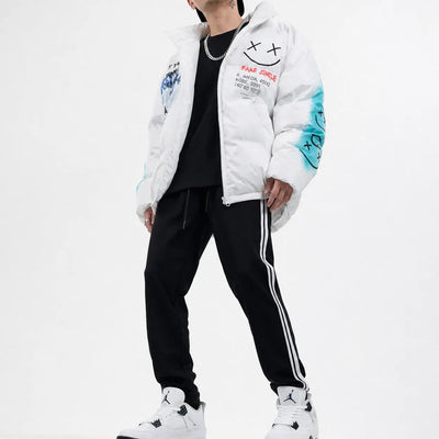 Nite Fury Graffiti Print Puffer Jacket