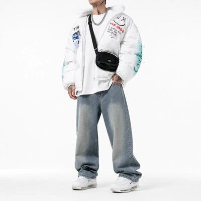 Nite Fury Graffiti Print Puffer Jacket
