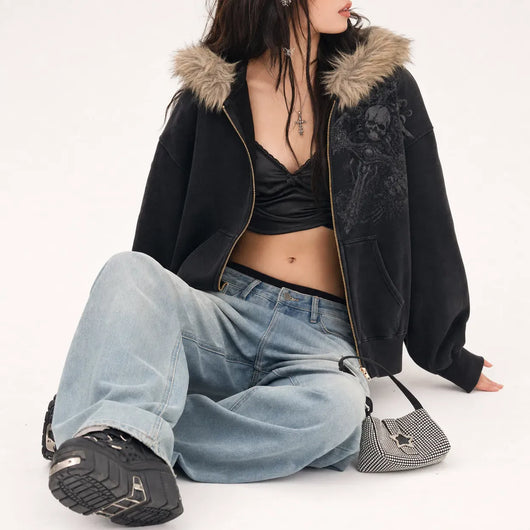 Nite Fury Grunge Distressed Oversized Hoodie