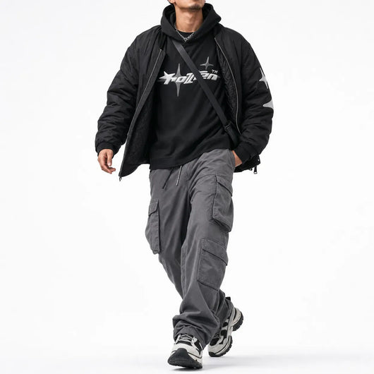 Nite Fury Hoodie Puff Print Star Sleeve