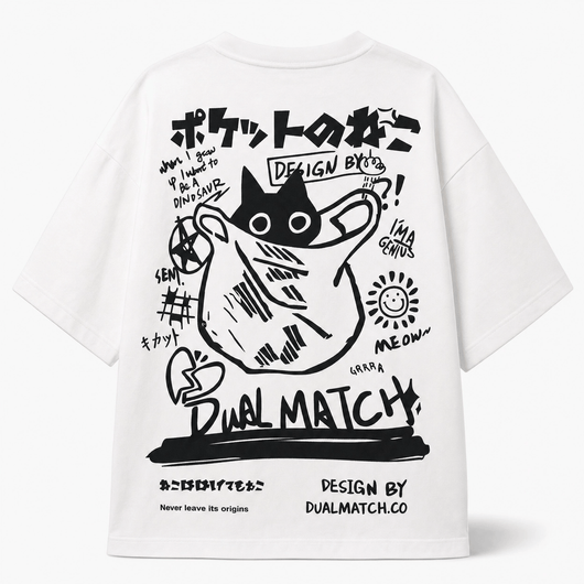 Nite Fury White & Black / XS Japanese Cat T Shirt Women
