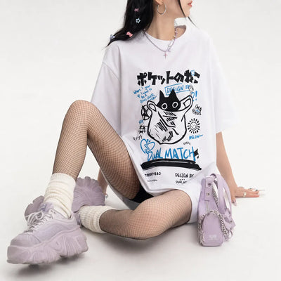 Nite Fury Japanese Cat T Shirt Women