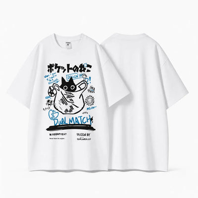Nite Fury White & blue / XS Japanese Cat T Shirt Women