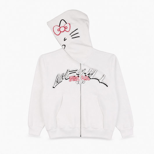 Nite Fury White / S Oversized Hoodie Graphic Print