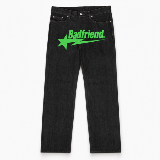 Nite Fury Black & Green / S Printed Wide Leg Jeans