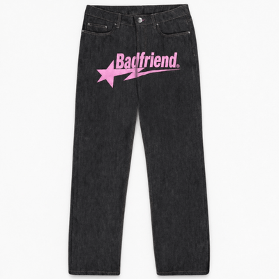 Nite Fury Black & Pink / S Printed Wide Leg Jeans