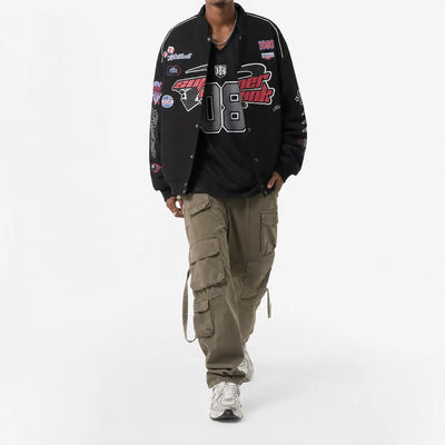 Nite Fury Racing Bomber Jacket Y2K Patches