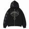 Rhinestone Cross Embroidered Hoodie