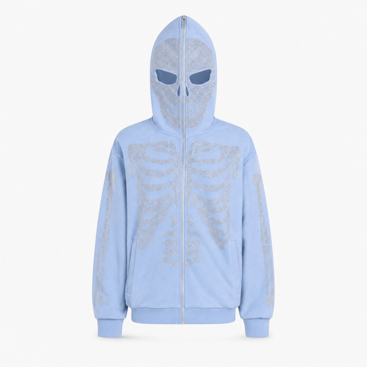 Nite Fury Blue / S Rhinestone Full Zip Hoodie