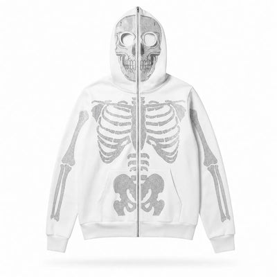 Nite Fury White / S Rhinestone Full Zip Hoodie