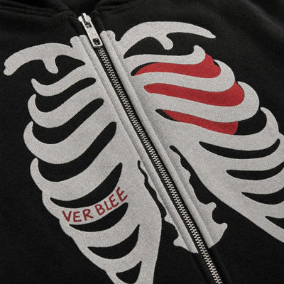 Nite Fury Skeleton Heart Zip Hoodie