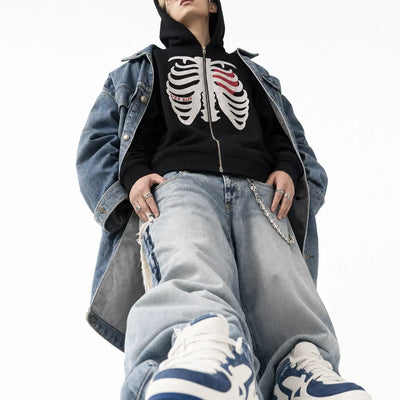 Nite Fury Skeleton Heart Zip Hoodie
