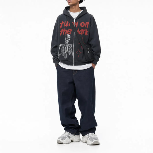 Nite Fury Skeleton Zip Hoodie Streetwear