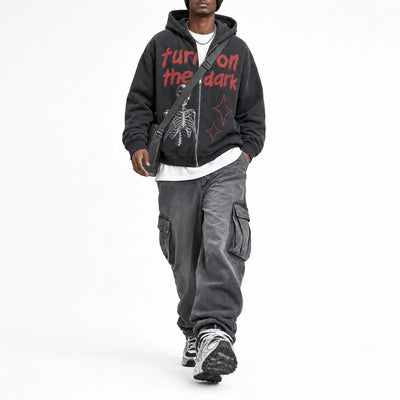 Nite Fury Skeleton Zip Hoodie Streetwear