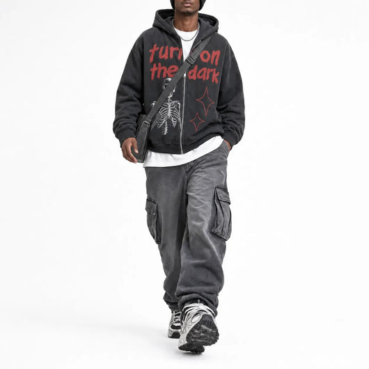 Nite Fury Skeleton Zip Hoodie Streetwear