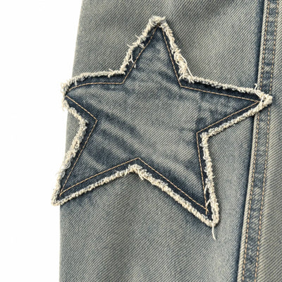 Nite Fury Star Pattern Embroidered Jeans