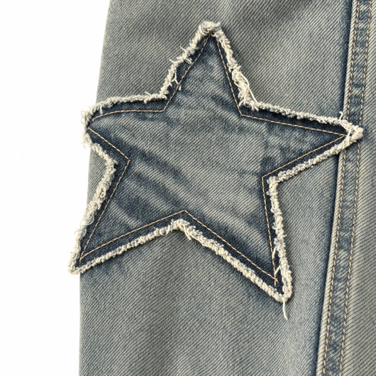 Nite Fury Star Pattern Embroidered Jeans