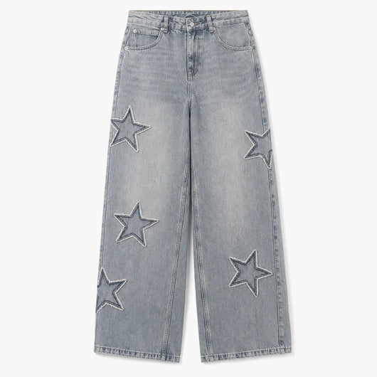 Nite Fury Blue / XXS Star Pattern Embroidered Jeans