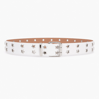Nite Fury White Studded Metal Punk Belt