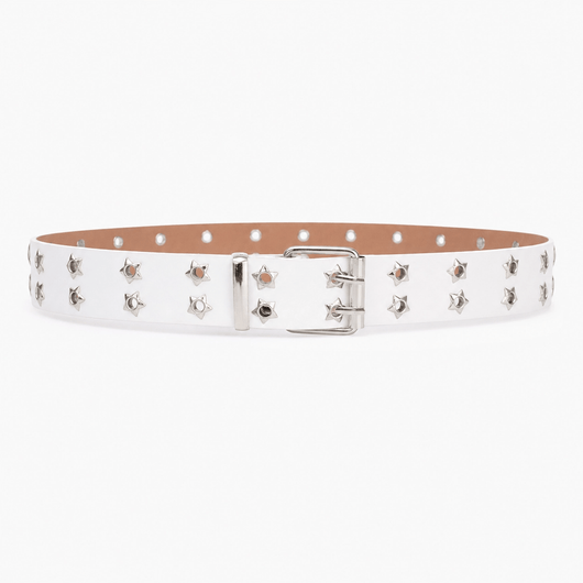 Nite Fury White Studded Metal Punk Belt