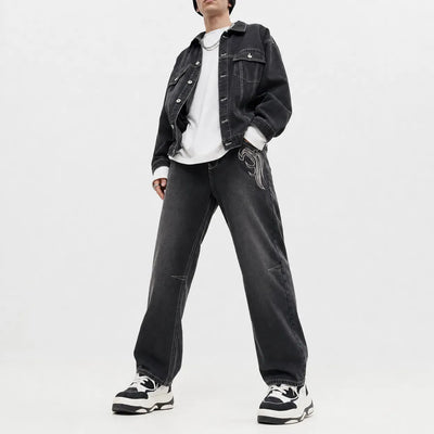 Nite Fury Vintage Embroidered Baggy Jeans