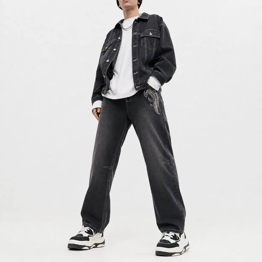 Nite Fury Vintage Embroidered Baggy Jeans