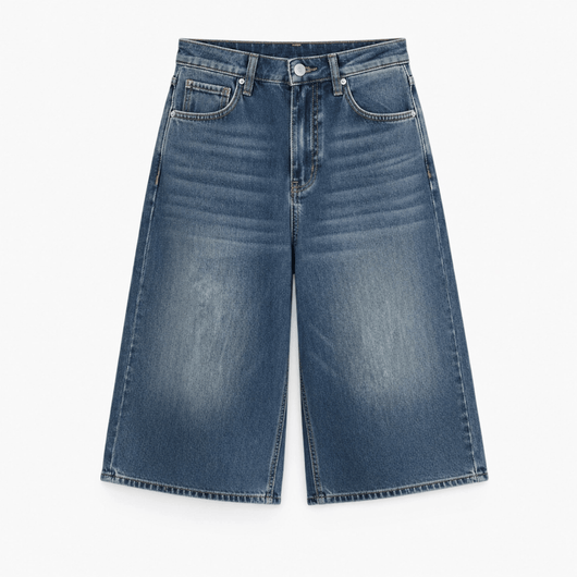 Nite Fury Blue / XS Wide Leg Cropped Baggy Shorts