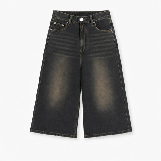 Nite Fury Black / XS Wide Leg Cropped Baggy Shorts