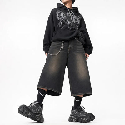 Nite Fury Wide Leg Cropped Baggy Shorts