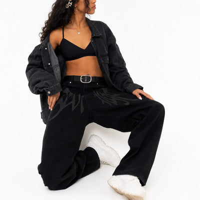 Nite Fury Wide Leg Graphic Jeans