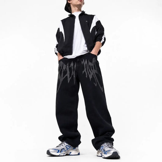 Nite Fury Wide Leg Graphic Jeans