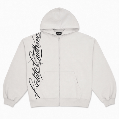 Nite Fury White Hoodie / S Zip Hoodie Calligraphy Script