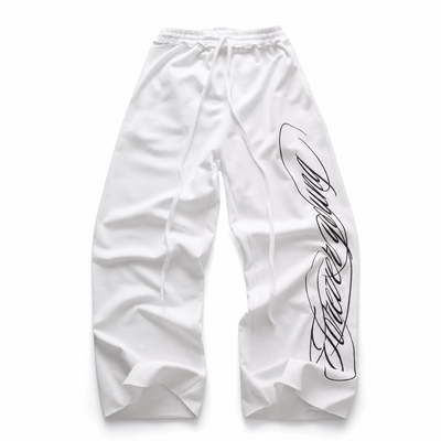 Nite Fury White Trousers / S Zip Hoodie Calligraphy Script
