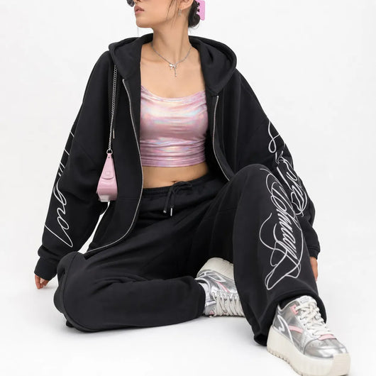 Nite Fury Zip Hoodie Calligraphy Script