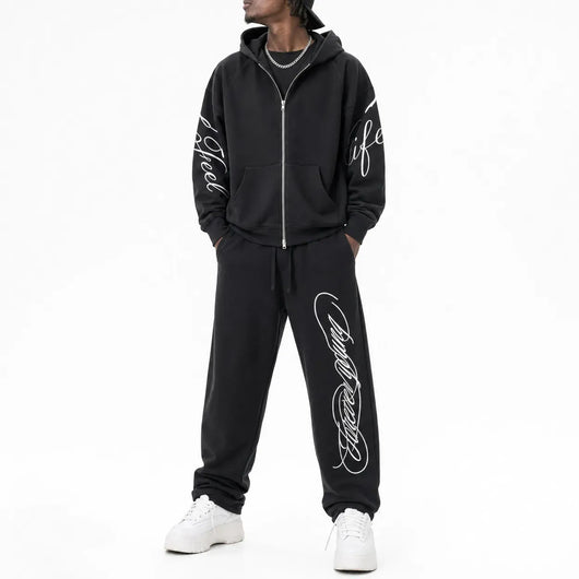Nite Fury Zip Hoodie Calligraphy Script