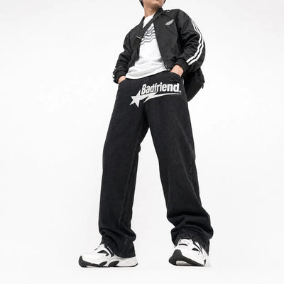 Nite Fury Printed Wide Leg Jeans