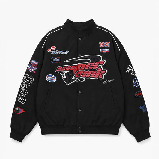 Nite Fury XS Racing Bomber Jacket Y2K Patches