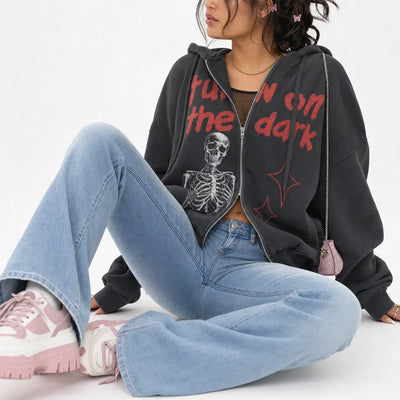 Nite Fury Skeleton Zip Hoodie Streetwear