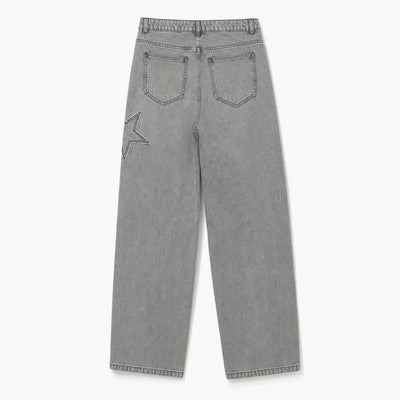 Nite Fury Star Pattern Embroidered Jeans