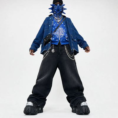 Urban Y2K Bandana Print Zip Hoodie