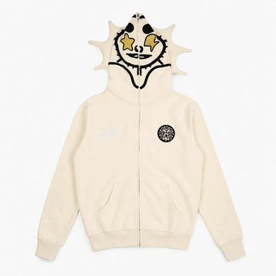 Urban Y2K Beige / XS Bandana Print Zip Hoodie