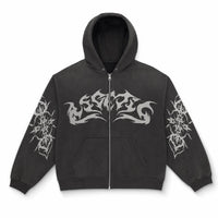 Oversized Hoodie Flame Graphic