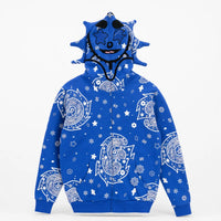 Bandana Print Zip Hoodie