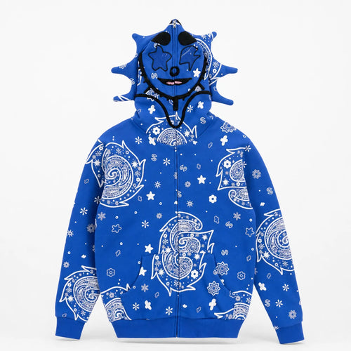 Bandana Print Zip Hoodie