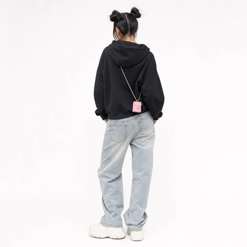 Embroidered Casual Zip Hoodie