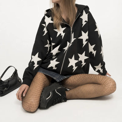 Urban Y2K Etoile Aesthetic Zip Hoodie