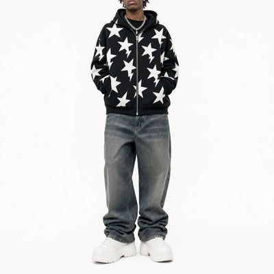 Urban Y2K Etoile Aesthetic Zip Hoodie