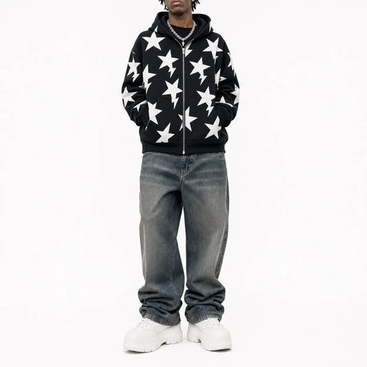 Urban Y2K Etoile Aesthetic Zip Hoodie