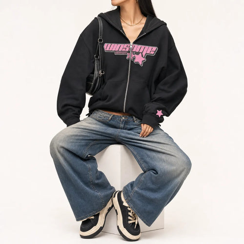 Full Zip Hoodie Oversized Y2K